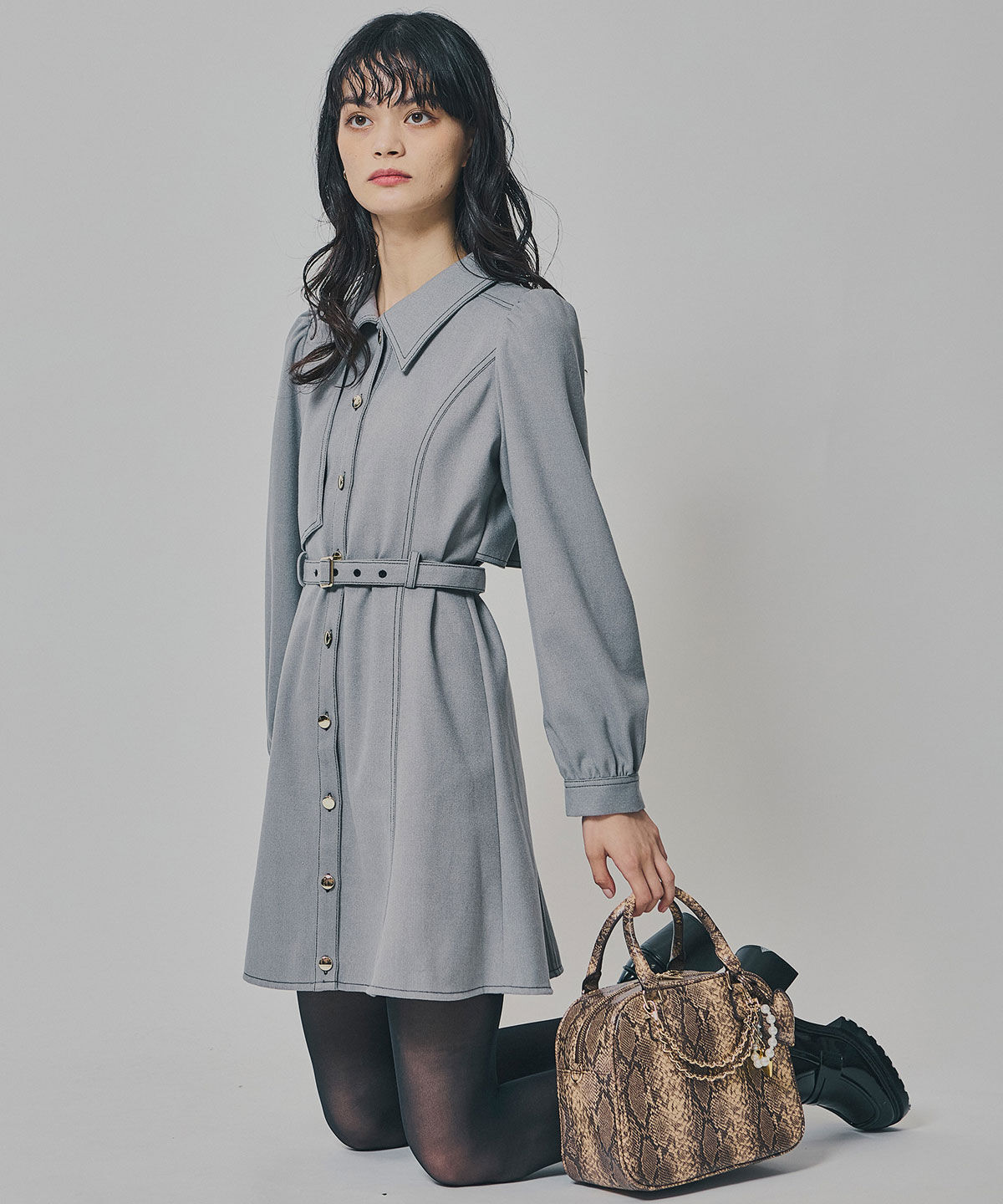 REDYAZEL「バイカラーステッチラインミニワンピース」|ワンピース|