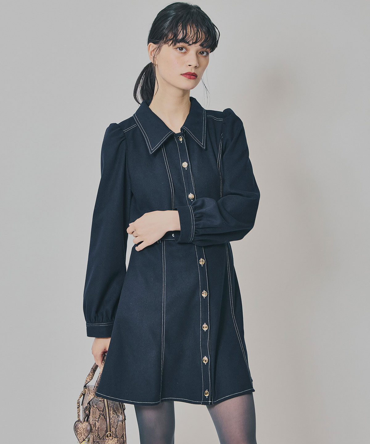 REDYAZEL「バイカラーステッチラインミニワンピース」|ワンピース|