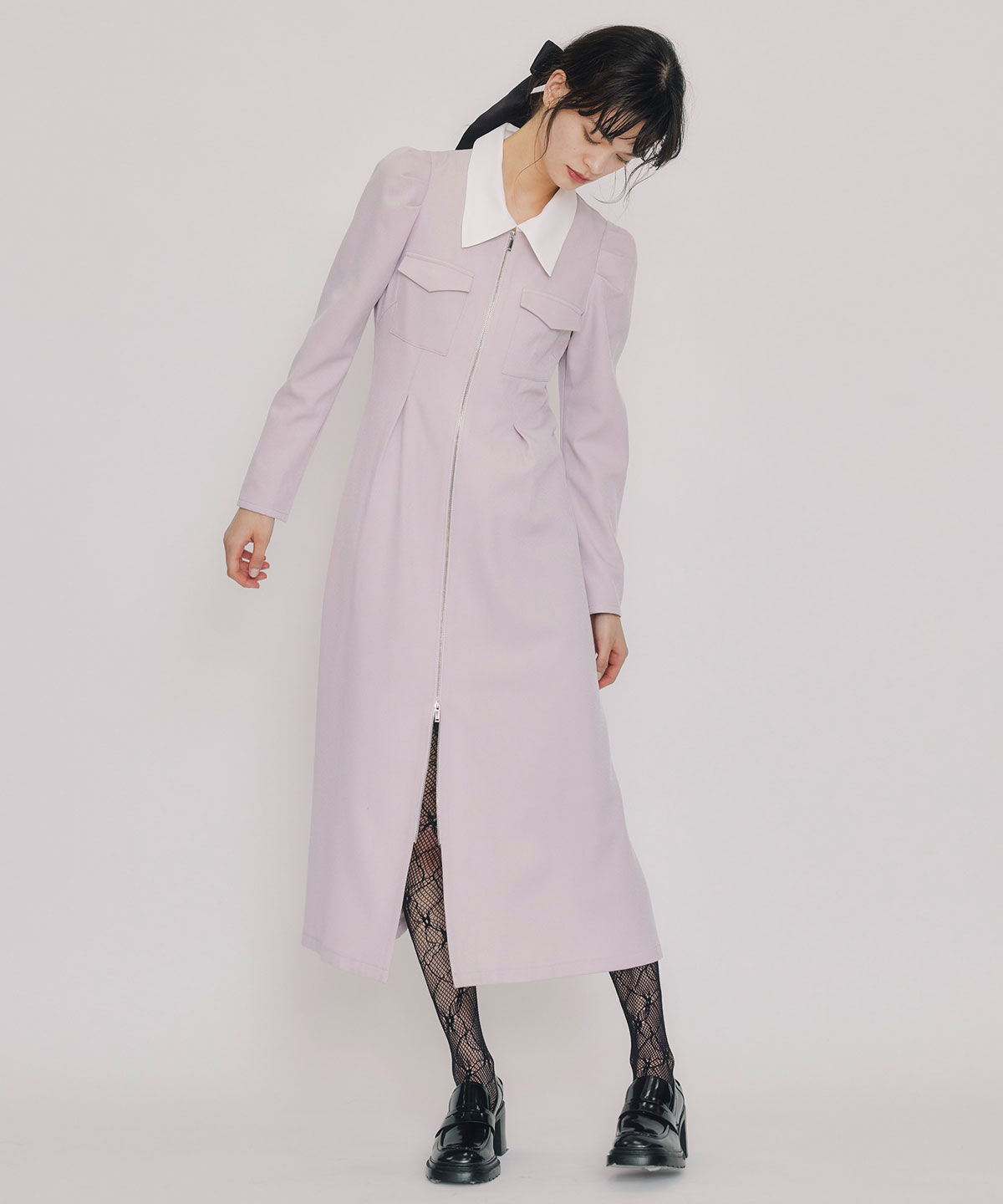 REDYAZEL「フロントZIPバイカラーロングワンピース」|ワンピース|