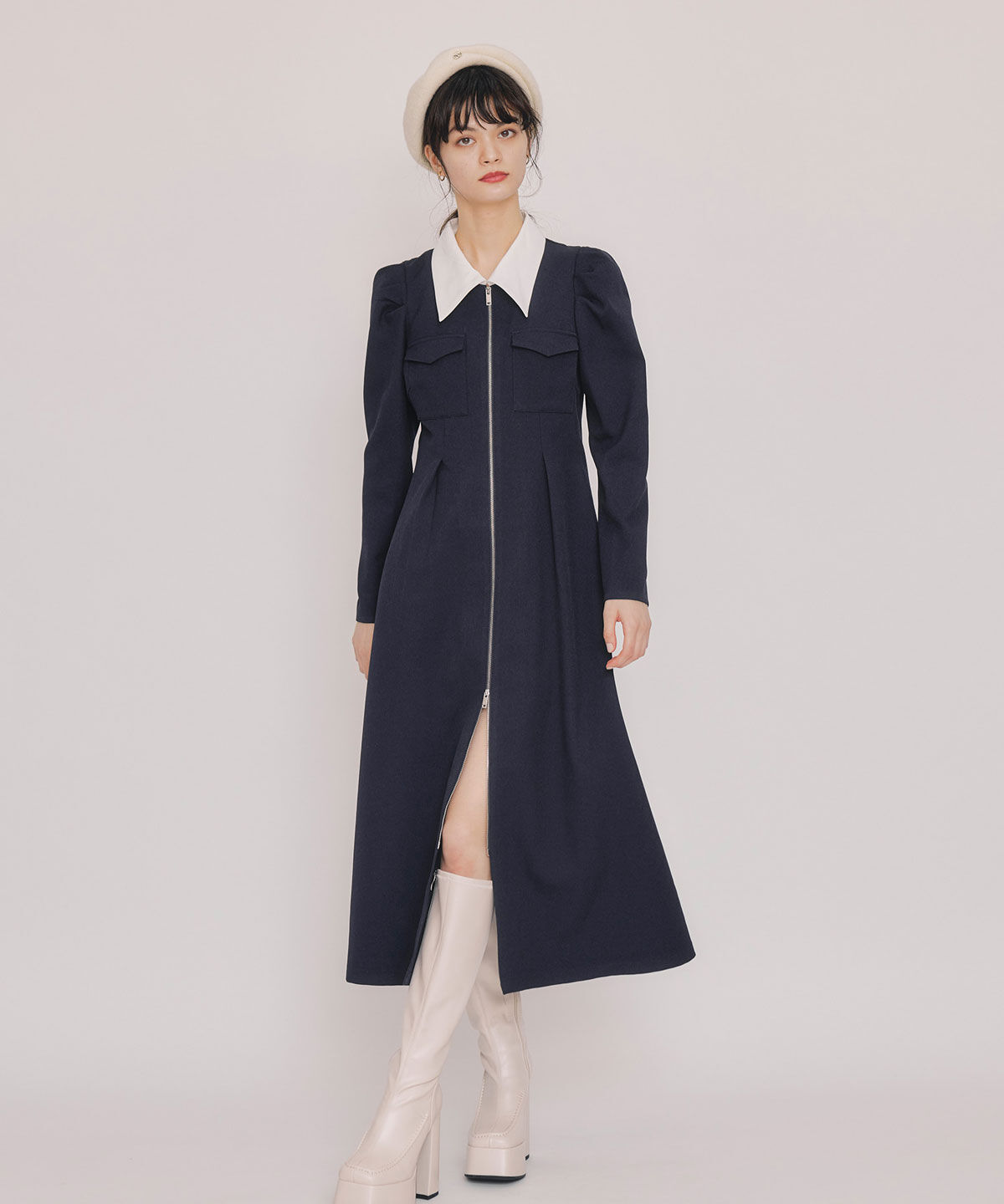 REDYAZEL「フロントZIPバイカラーロングワンピース」|ワンピース|