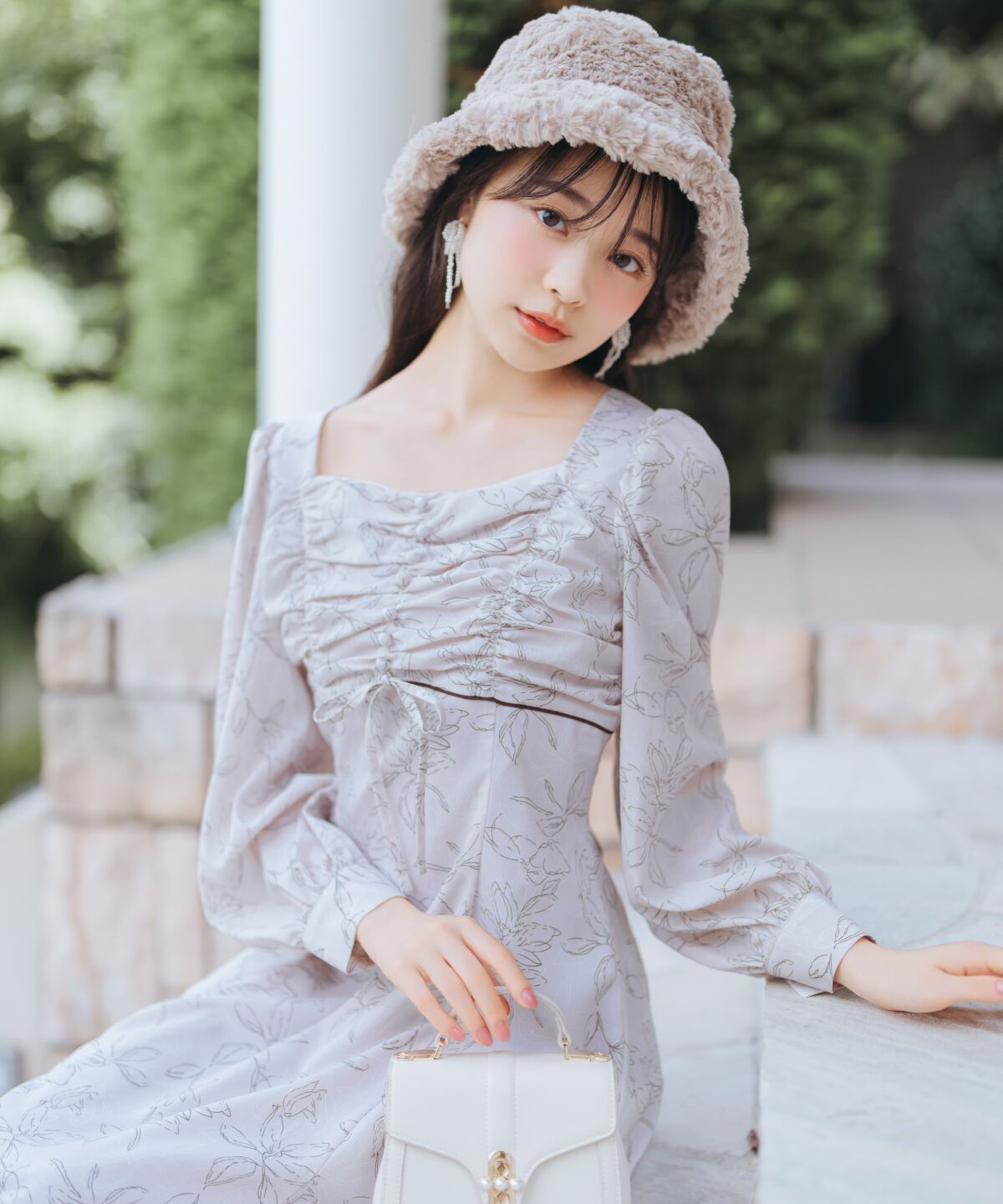 WILLSELECTION「フラワープリントギャザーフレアワンピース」|ワンピース|