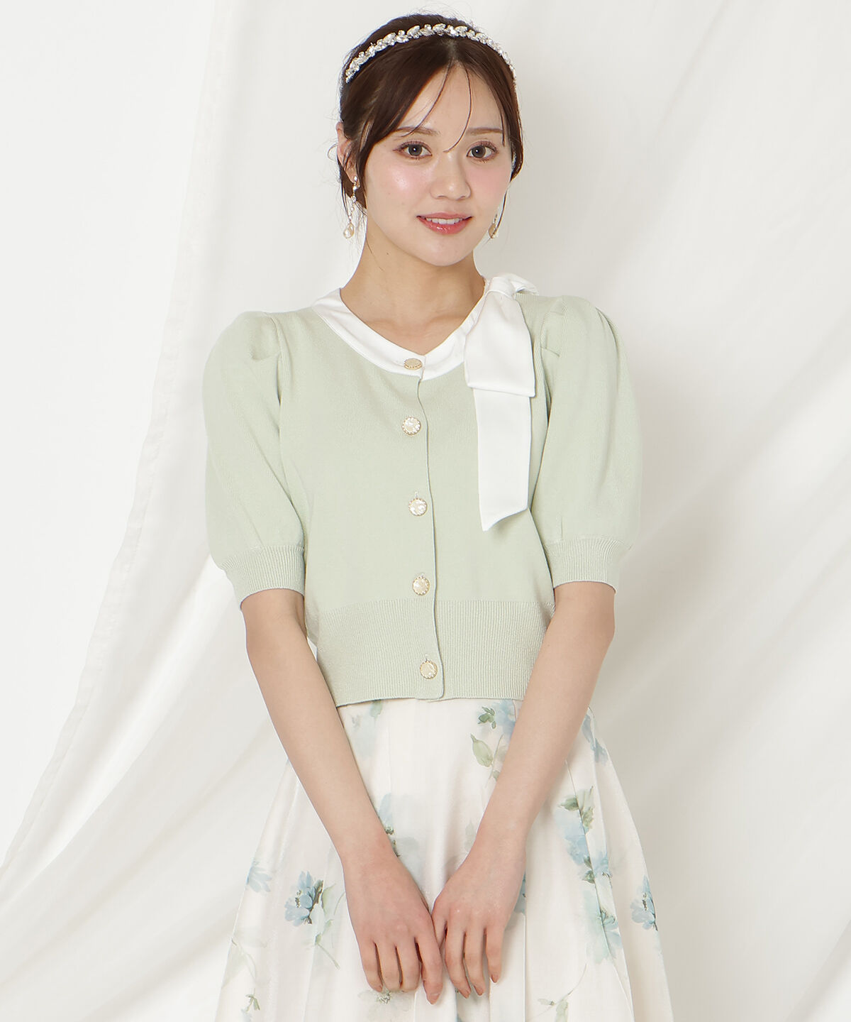 WILLSELECTION「リボンパフカーディガン」|カーディガン|ミント