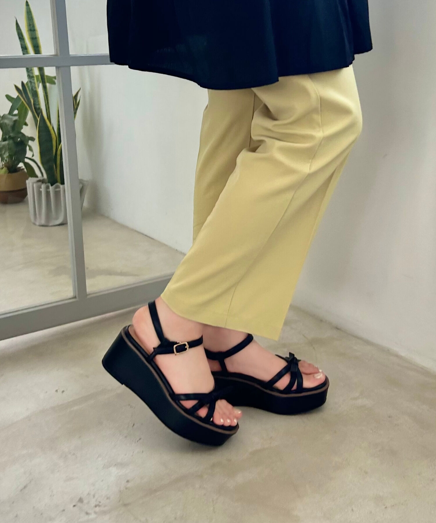 ORiental TRaffic「リボンモチーフ厚底サンダル/41237」|サンダル|BLACK