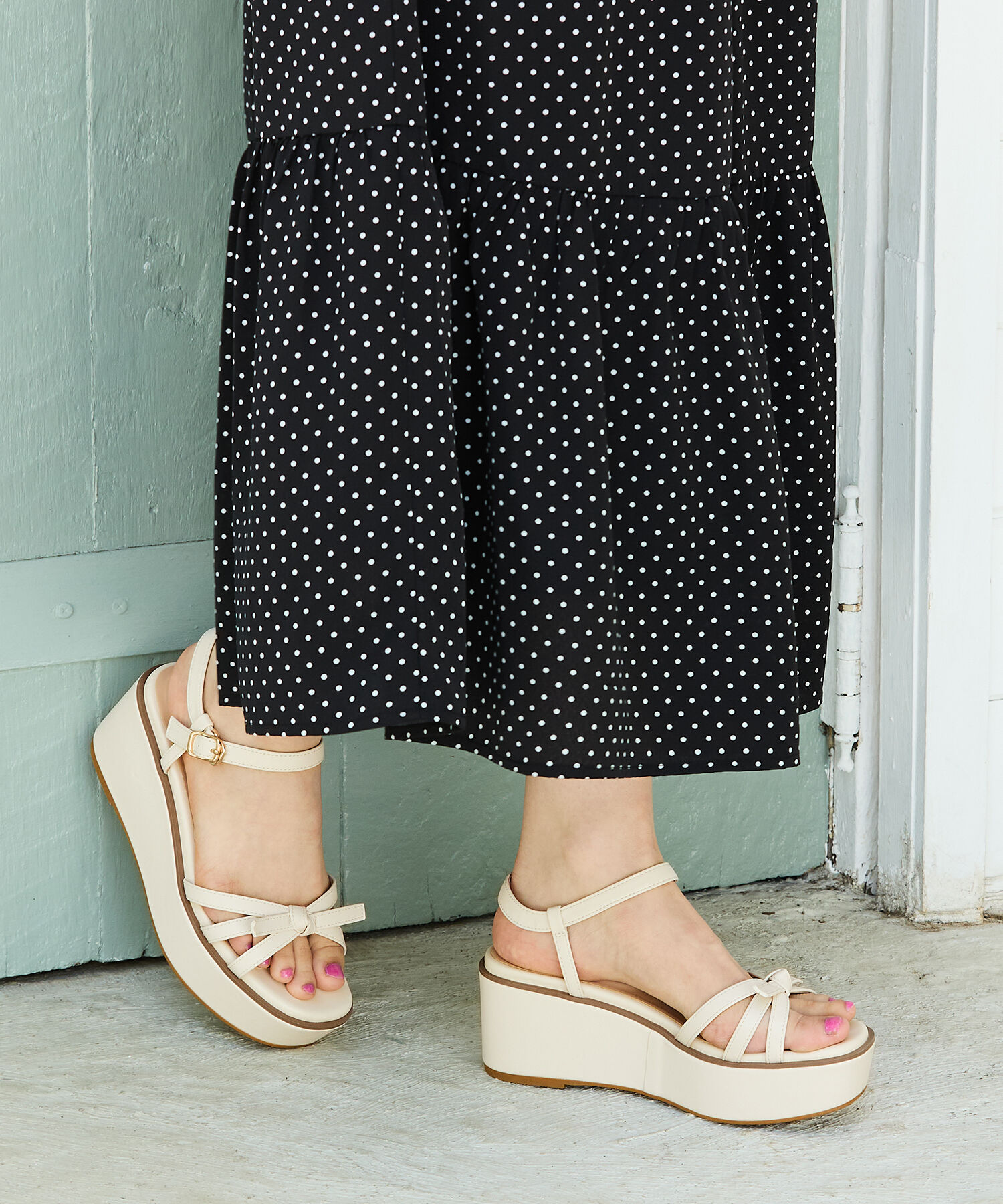 ORiental TRaffic「リボンモチーフ厚底サンダル/41237」|サンダル|