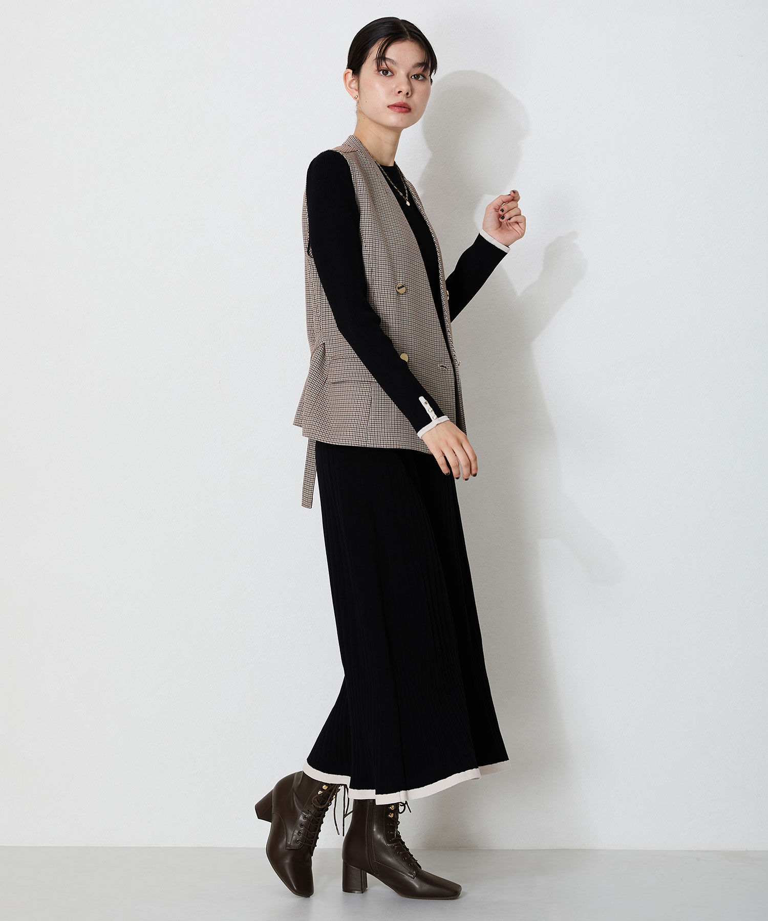 ORiental TRaffic「スクエアトゥ レースアップ ヒールブーツ /41428 袴ブーツ」|ショートブーツ|