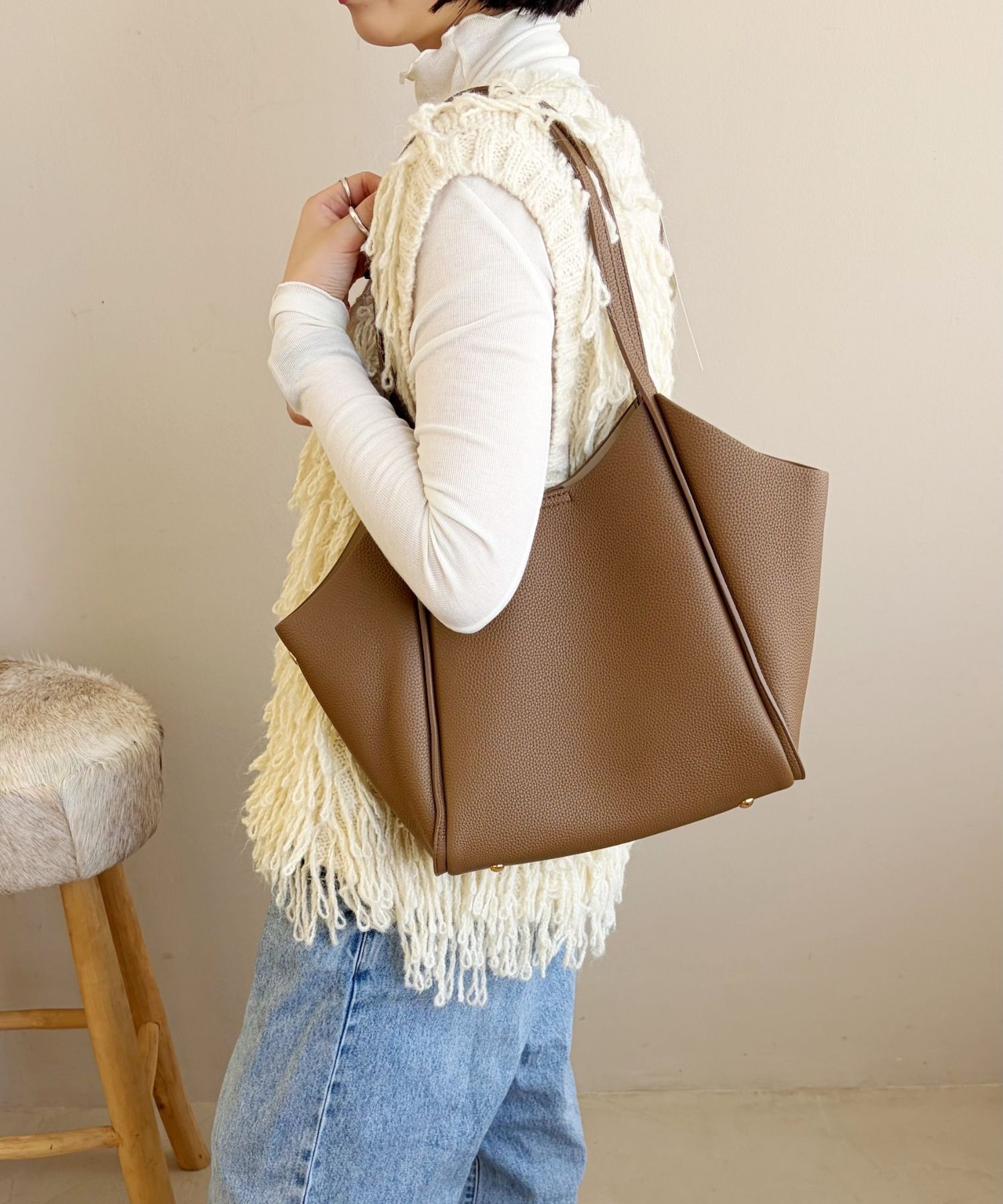 ORiental TRaffic「 インバッグ付き トートバッグ /BA-256 オフィス 大容量」|ショルダー・メッセンジャー|BROWN