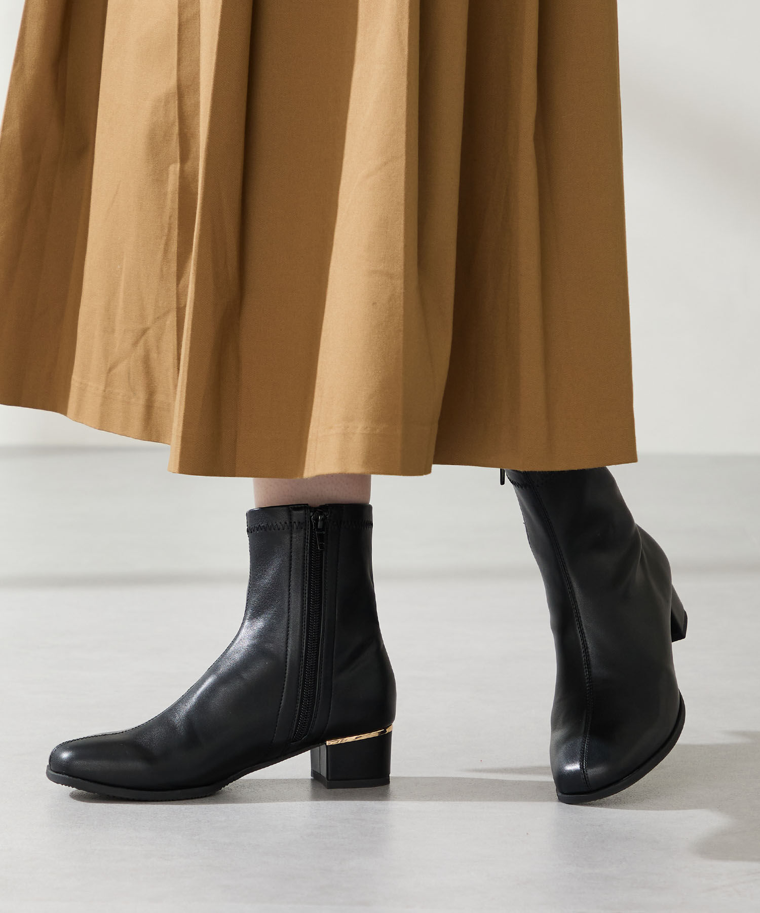 WA Oriental TRaffic「ヒールパーツ ストレッチ ブーツ /52402 シンプル 通勤 ショートブーツ」|ショートブーツ|