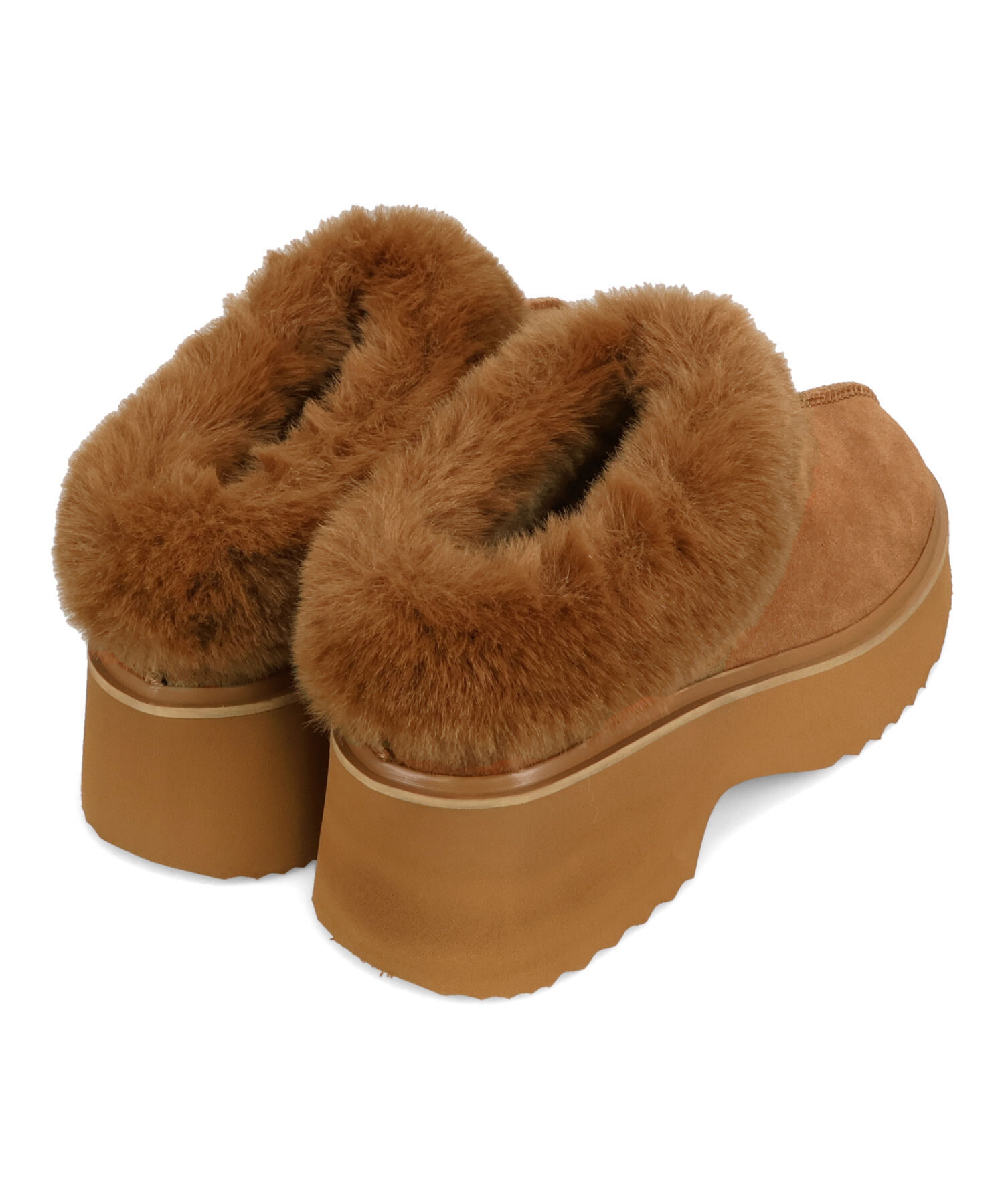 ORiental TRaffic「【 厚底 ・ 美脚 】 ムートン サボ /51325 ファー レオパード 防寒 」|サンダル|