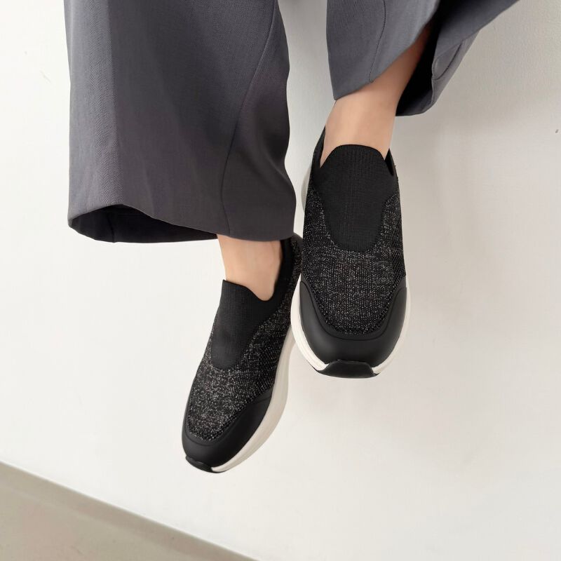 ORiental TRaffic「●2026春夏新作●【 瞬間フィット 】 ニット 防水 スニーカー /OT3799」|スニーカー|BLACK