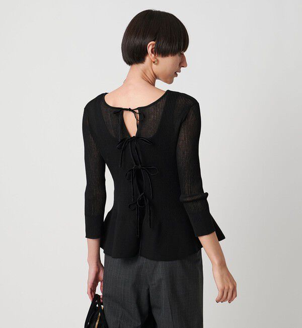 UNITED ARROWS「シアー リボン 2WAYカーディガン ウォッシャブル」|カーディガン|BLACK