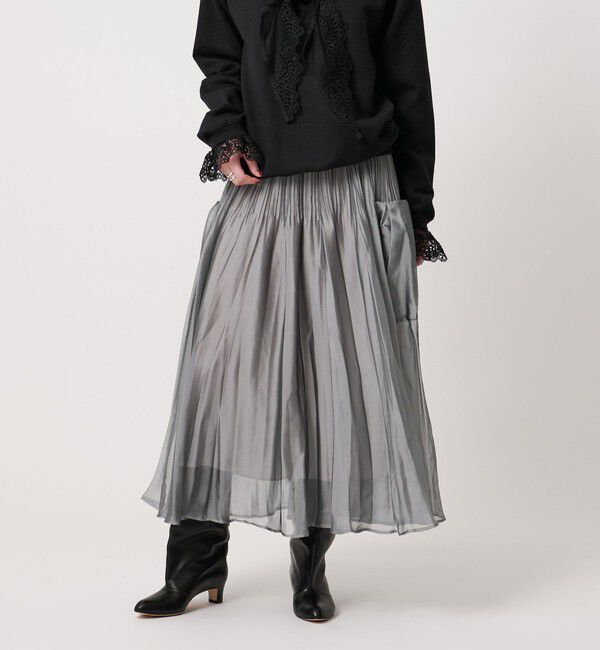 UNITED ARROWS「シャンブレー オーガンザ ポケット スカート」|スカート|LT.GRAY