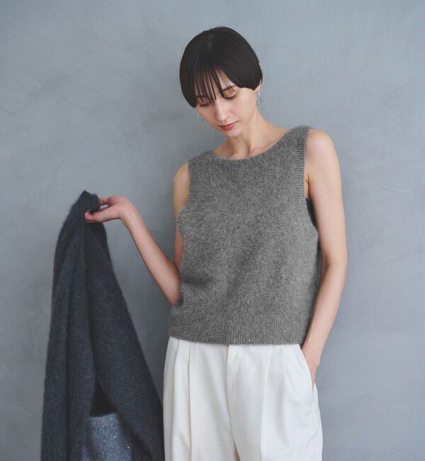 UNITED ARROWS「フォックス カシミヤ スパンコール 2WAY ニットベスト」|ベスト・ジレ|