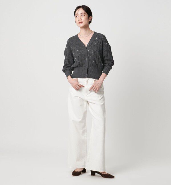 UNITED ARROWS「フェイクパール レース カーディガン ウォッシャブル」|カーディガン|