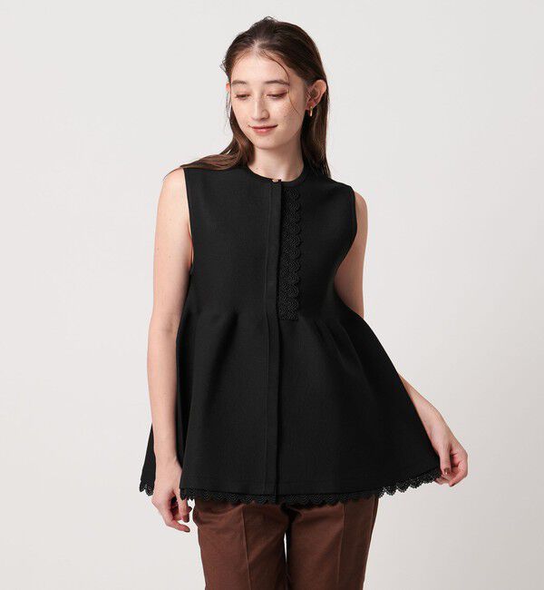 UNITED ARROWS「レース ペプラム ニットベスト ‐ウォッシャブル‐」|ベスト・ジレ|