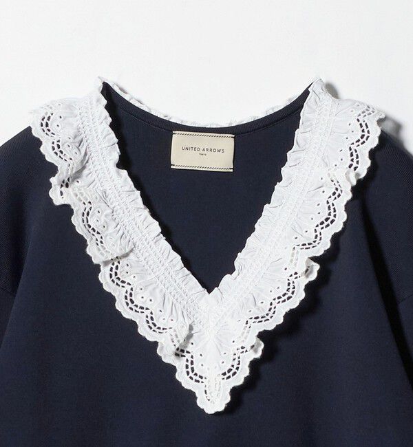 UNITED ARROWS「スカラップ レース フリル ニット‐ウォッシャブル‐」|ニット・セーター|