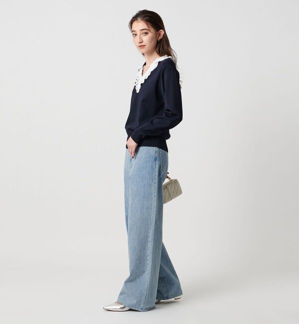 UNITED ARROWS「スカラップ レース フリル ニット‐ウォッシャブル‐」|ニット・セーター|