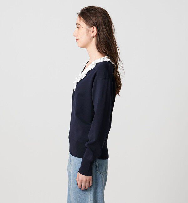 UNITED ARROWS「スカラップ レース フリル ニット‐ウォッシャブル‐」|ニット・セーター|