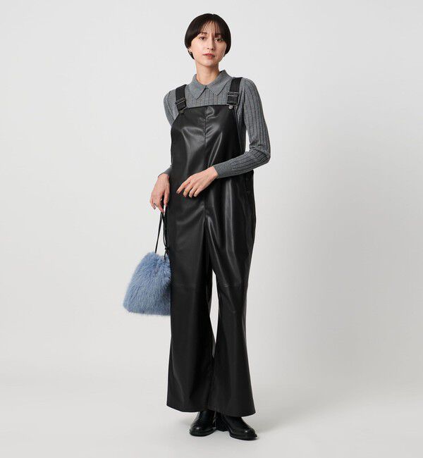 UNITED ARROWS「レザーライク サロペット パンツ‐ウォッシャブル‐」|オールインワン|