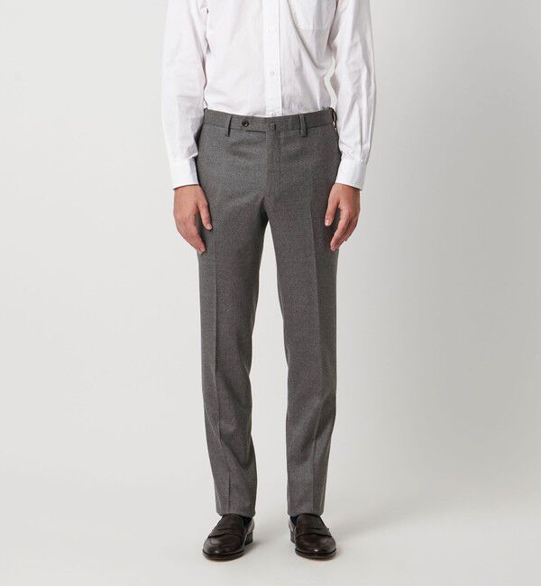 UNITED ARROWS「ライトサキソニー テーパード ノープリーツ スラックス ヨコストレッチ」|スラックス|