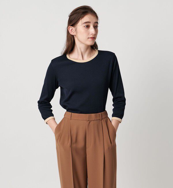 UNITED ARROWS「 リブ バイカラー パイピング カットソー」|Tシャツ・カットソー|NAVY