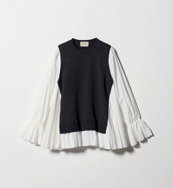 UNITED ARROWS「プリーツ コンビ ニット ブラウス ‐ウォッシャブル‐」|シャツ・ブラウス|