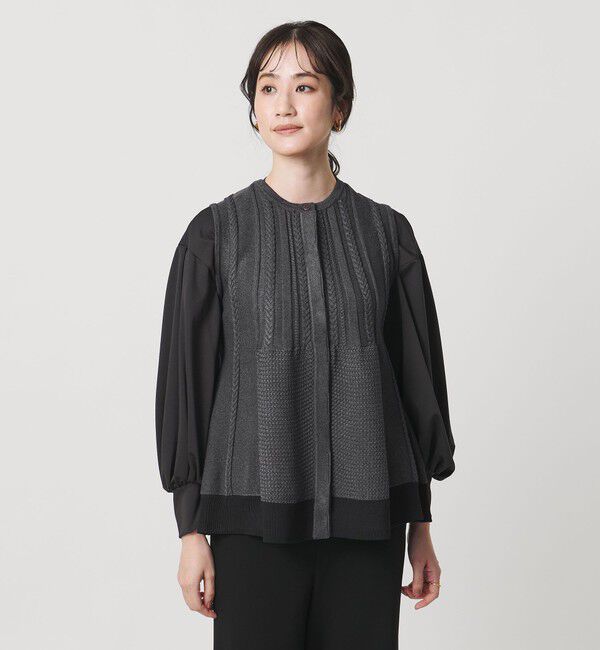 UNITED ARROWS「ケーブル ペプラム ノースリーブ ニット ベスト ‐ウォッシャブル‐」|ベスト・ジレ|