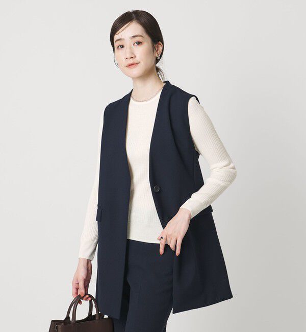 UNITED ARROWS「リブ クルーネック ニット」|ニット・セーター|WHITE