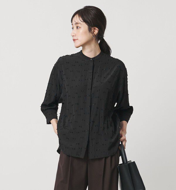 UNITED ARROWS「ドットカットジャガード シャツ ブラウス ‐ウォッシャブル‐」|シャツ・ブラウス|BLACK