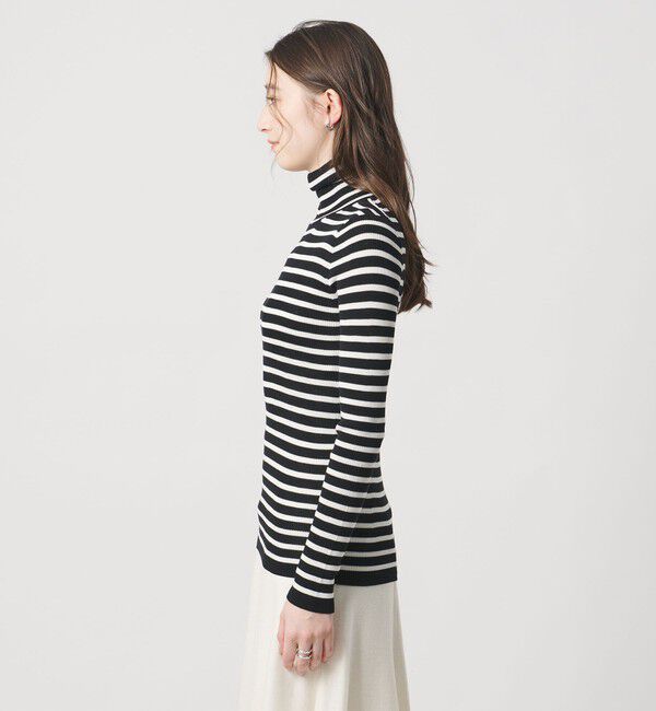 UNITED ARROWS「リブ ボーダー タートル ニット」|ニット・セーター|