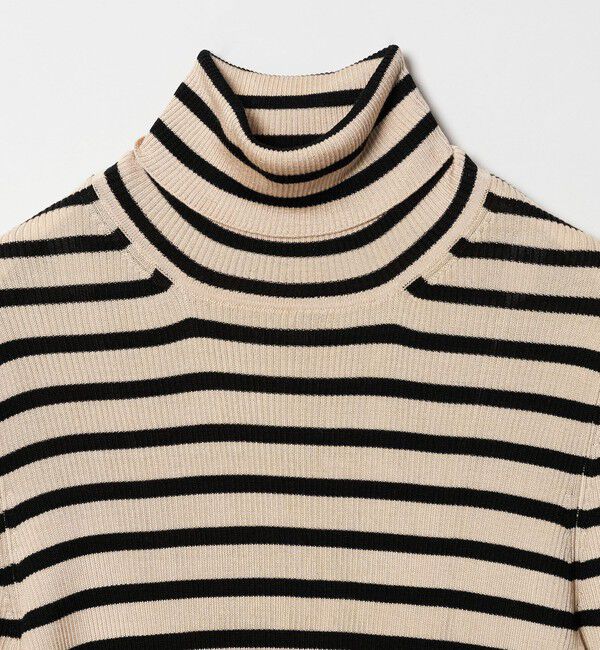 UNITED ARROWS「リブ ボーダー タートル ニット」|ニット・セーター|