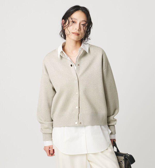 UNITED ARROWS「ラメ ニット スウェット カーディガン ‐ウォッシャブル‐」|カーディガン|