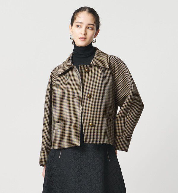 UNITED ARROWS「チェック ショート ジャケット」|ステンカラーコート|
