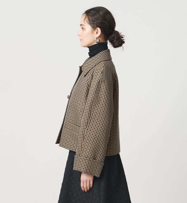 UNITED ARROWS「チェック ショート ジャケット」|ステンカラーコート|