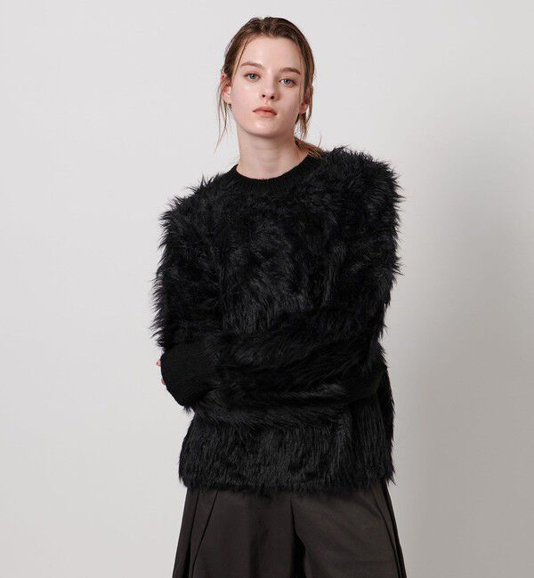 ASTRAET「＜ASTRAET＞シャギー クルーネックニット」|ニット・セーター|BLACK