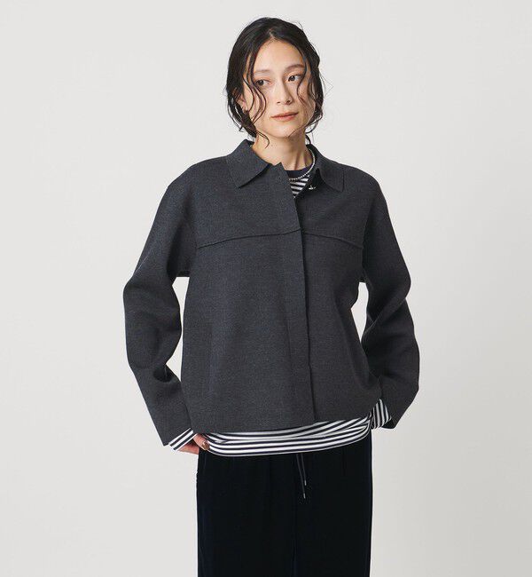 UNITED ARROWS「ミラノリブ ニット ジャケット」|カーディガン|DK.GRAY