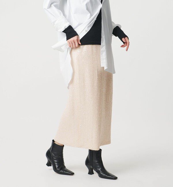 UNITED ARROWS「スパンコール Iライン スカート」|タイト|