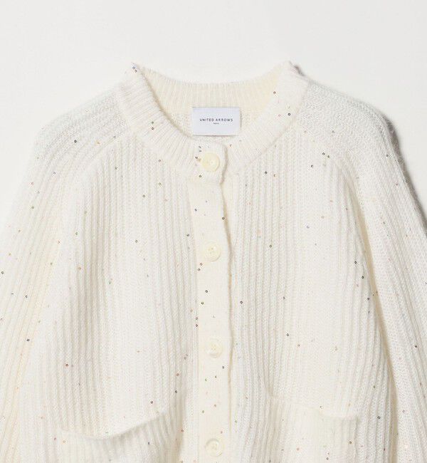 UNITED ARROWS「フラワー スパンコール カーディガン」|カーディガン|