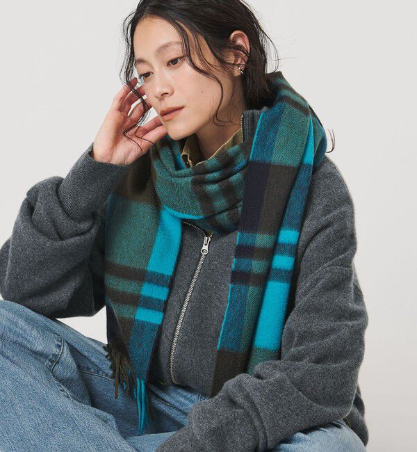 UNITED ARROWS「＜Joshua Ellis＞カシミヤ チェック マフラー」|マフラー|