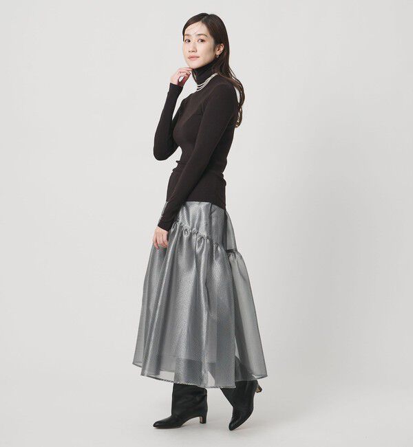 UNITED ARROWS「スケルトン シャイン ジャガード スカート ‐ウォッシャブル‐」|フレア|