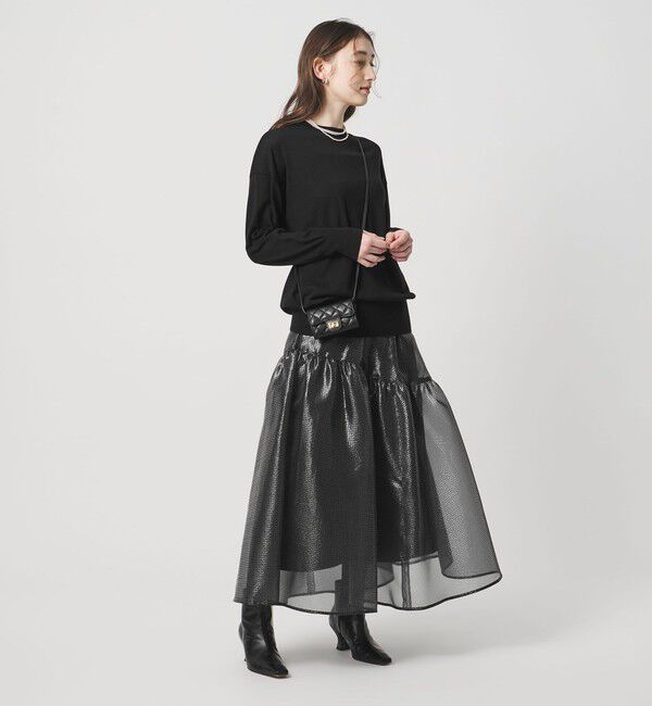 UNITED ARROWS「スケルトン シャイン ジャガード スカート ‐ウォッシャブル‐」|フレア|