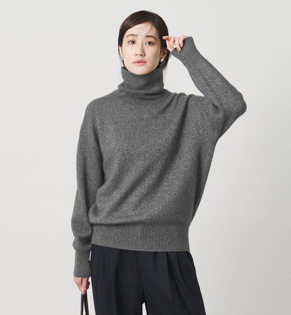 UNITED ARROWS「フォックス ウール ラメ タートルネック ニット」|ニット・セーター|DK.GRAY