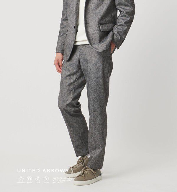 UNITED ARROWS「ホームスパン ジャージー ノープリーツ パンツ UA COZY ウォッシャブル ヨコストレッチ 防しわ」|スーツ|MD.GRAY