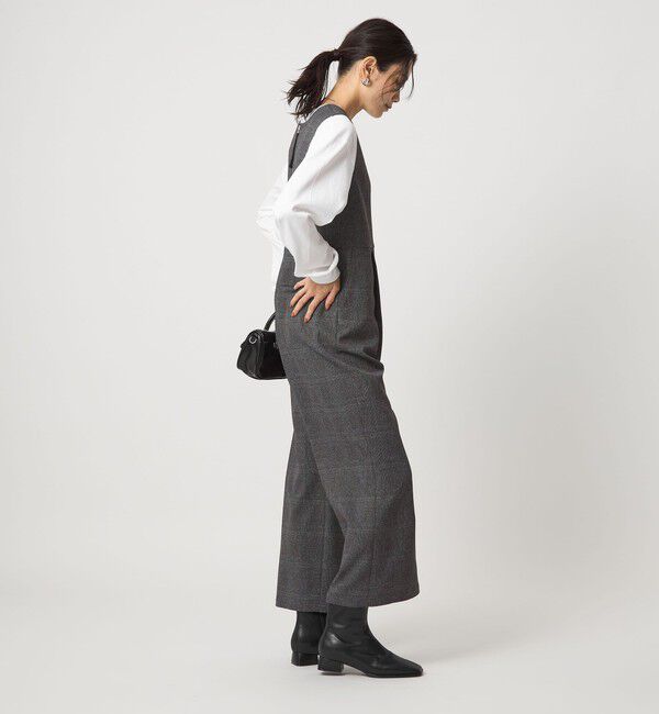 UNITED ARROWS green label relaxing「［size SHORT/TALLあり］ツイードライク キーネック オールインワン」|オールインワン|