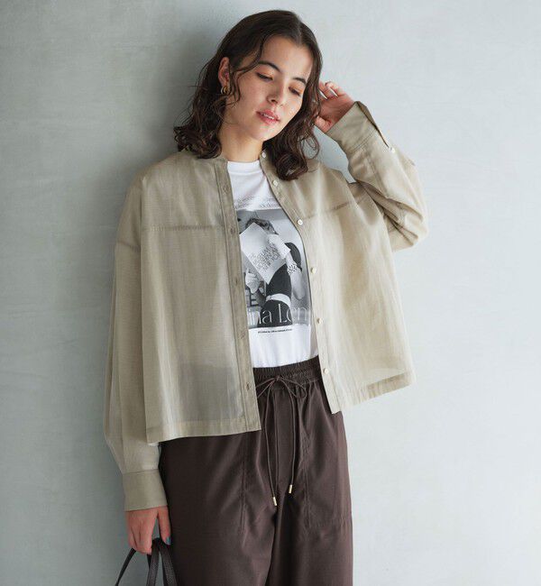 UNITED ARROWS green label relaxing「ソモウライク シアー バンドカラー シャツ」|シャツ・ブラウス|