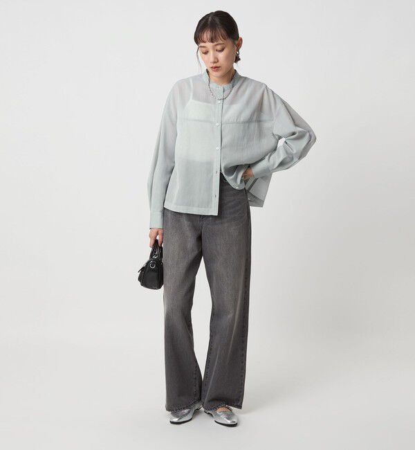 UNITED ARROWS green label relaxing「ソモウライク シアー バンドカラー シャツ」|シャツ・ブラウス|