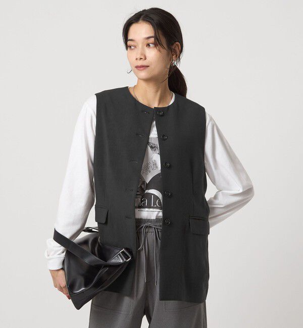 UNITED ARROWS green label relaxing「パウダリー ノーカラー ジレ」|ベスト・ジレ|