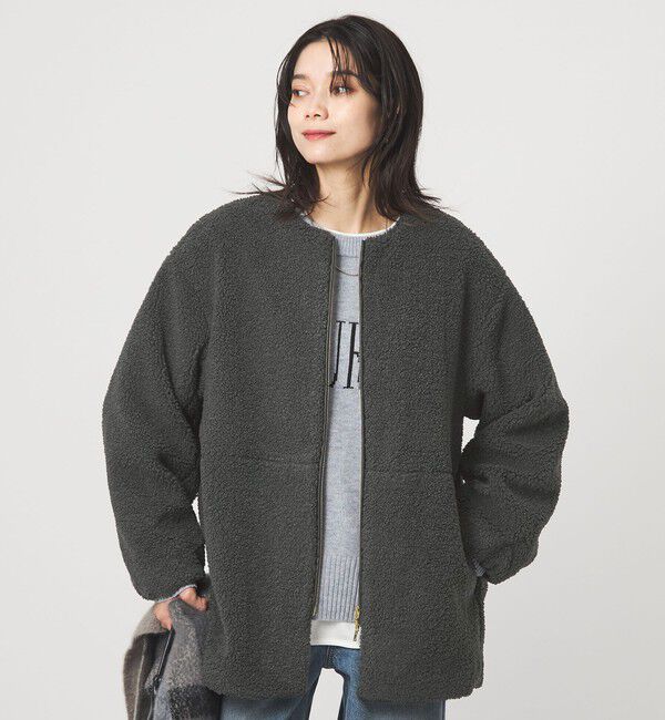 UNITED ARROWS green label relaxing「［size SHORTあり］ボア ノーカラー ブルゾン」|ブルゾン・スタジャン|