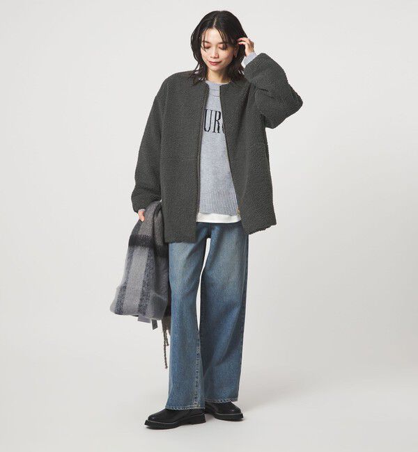 UNITED ARROWS green label relaxing「［size SHORTあり］ボア ノーカラー ブルゾン」|ブルゾン・スタジャン|