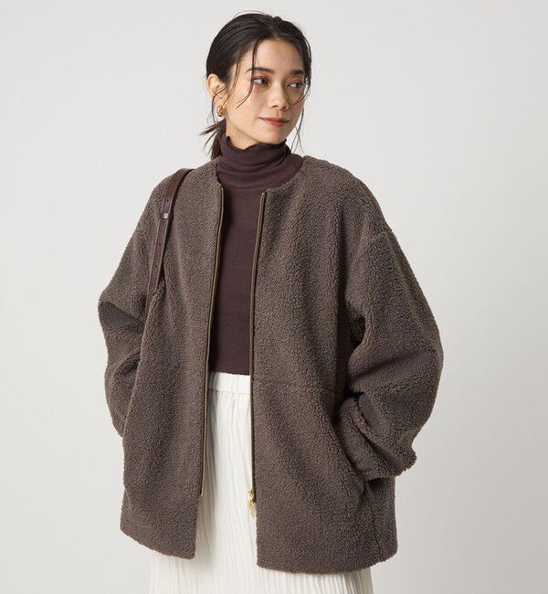 UNITED ARROWS green label relaxing「［size SHORTあり］ボア ノーカラー ブルゾン」|ブルゾン・スタジャン|