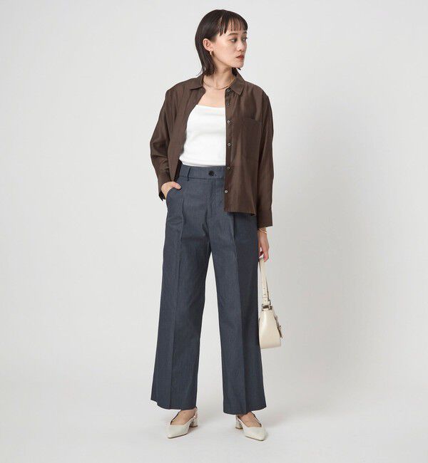 UNITED ARROWS green label relaxing「［size SHORT/TALLあり］キチントボトムス カバー ワイド パンツ シャンブレー」|スラックス|